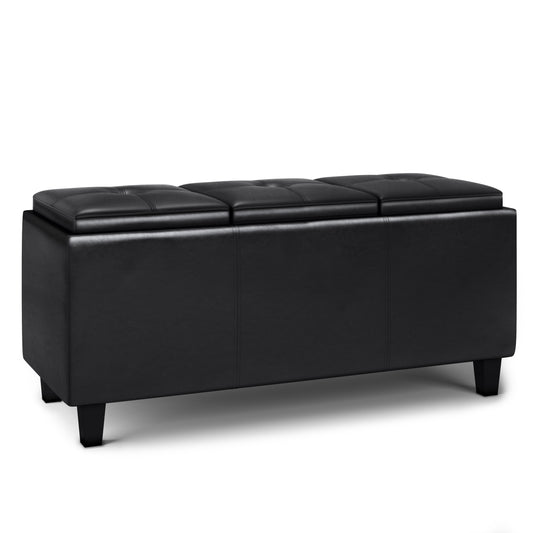 Avalon - Tray Storage Ottoman With Lift Up Lids - Midnight Black