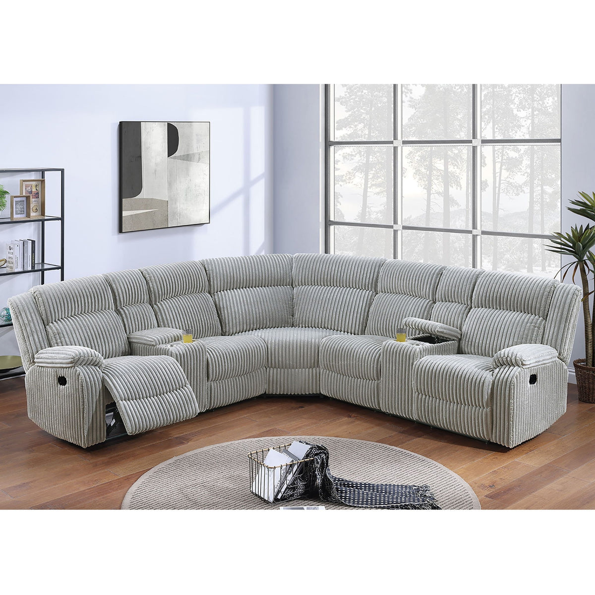 Power Motion Sectional LAF / RAF Loveseat With Console Cup Holders