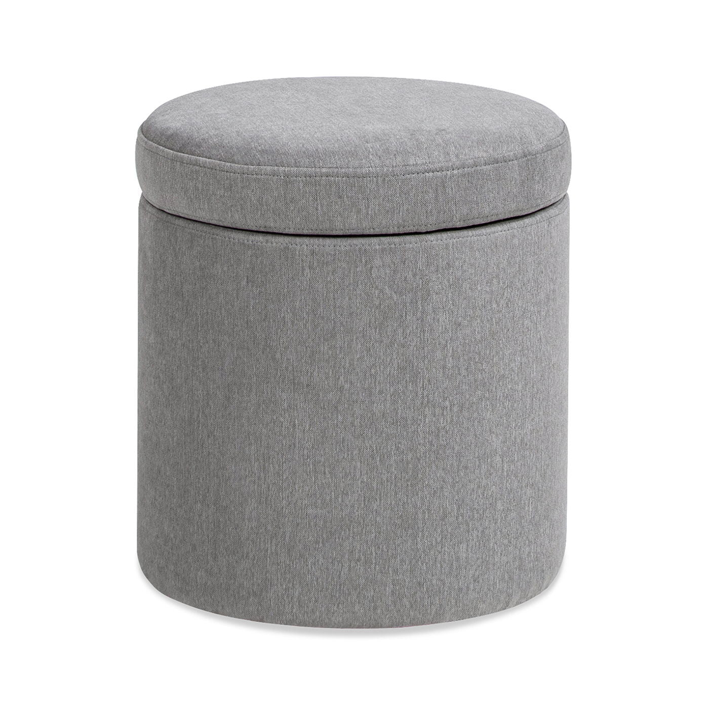 Brandy - Round Upholstered Storage Ottoman With Leather Accent