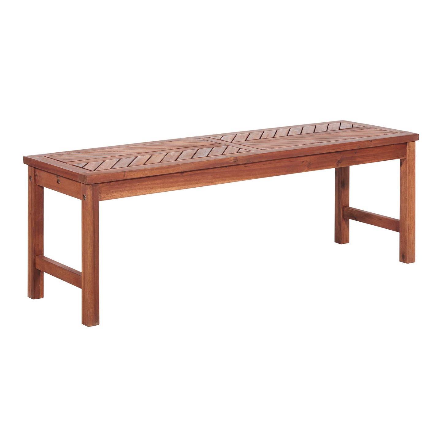 Modern Chevron Top Solid Wood Patio Bench - Brown