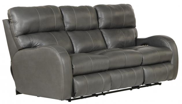 Catnapper Angelo Power Headrest Power Lay Flat Reclining Sofa in Gunmetal