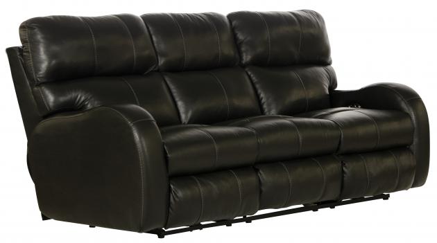 Catnapper Angelo Power Headrest Power Lay Flat Reclining Sofa in Black