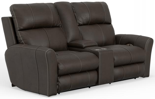 Catnapper Fredda Power Headrest Power Reclining Console Loveseat w/Zero Gravity in Coffee