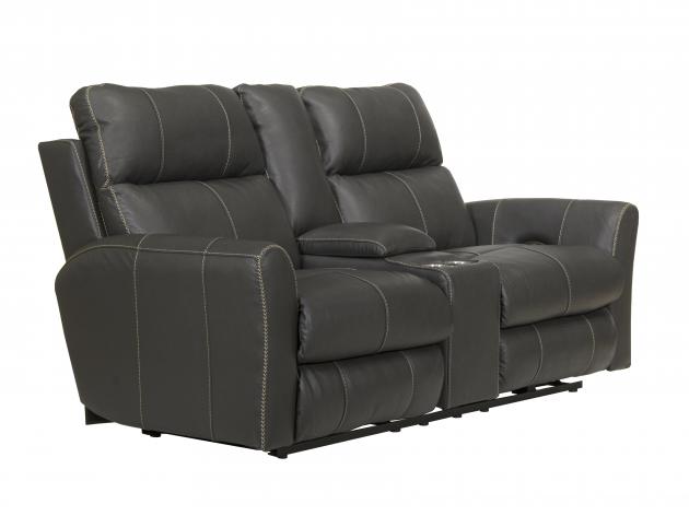 Catnapper Fredda Power Headrest Power Reclining Console Loveseat w/Zero Gravity in Anthracite