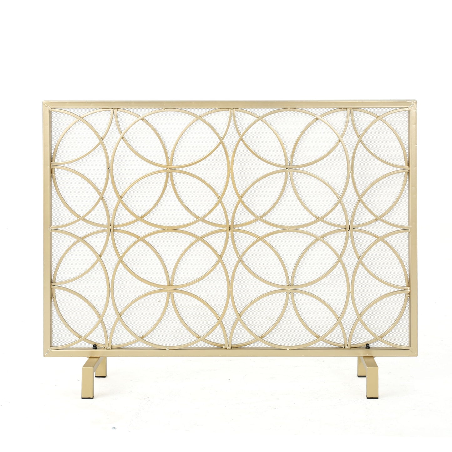 Thayer - Single Panel Iron Fireplace Screen With Geometric Design
