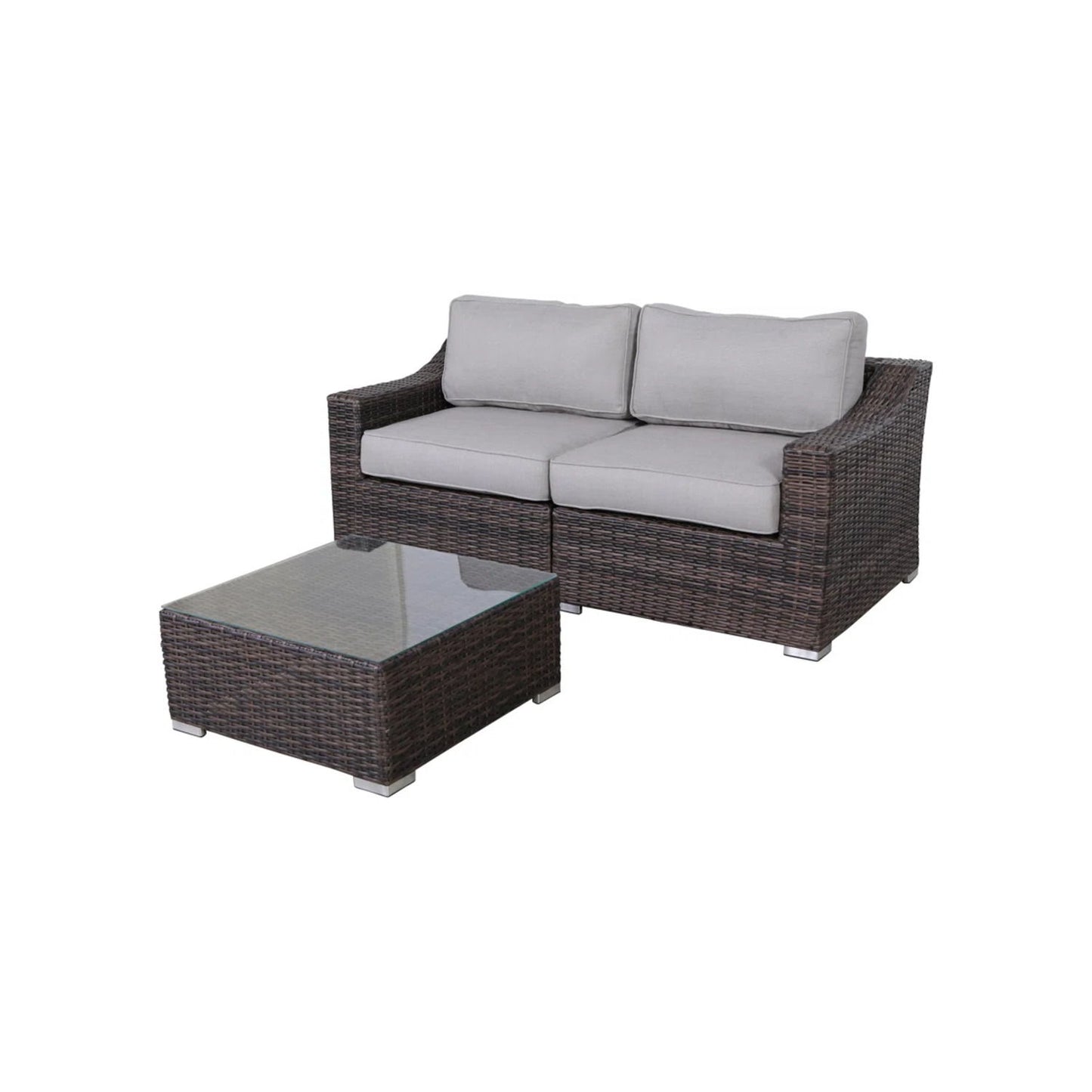 Outdoor Wicker Conversation Set With Cushions, All Weather