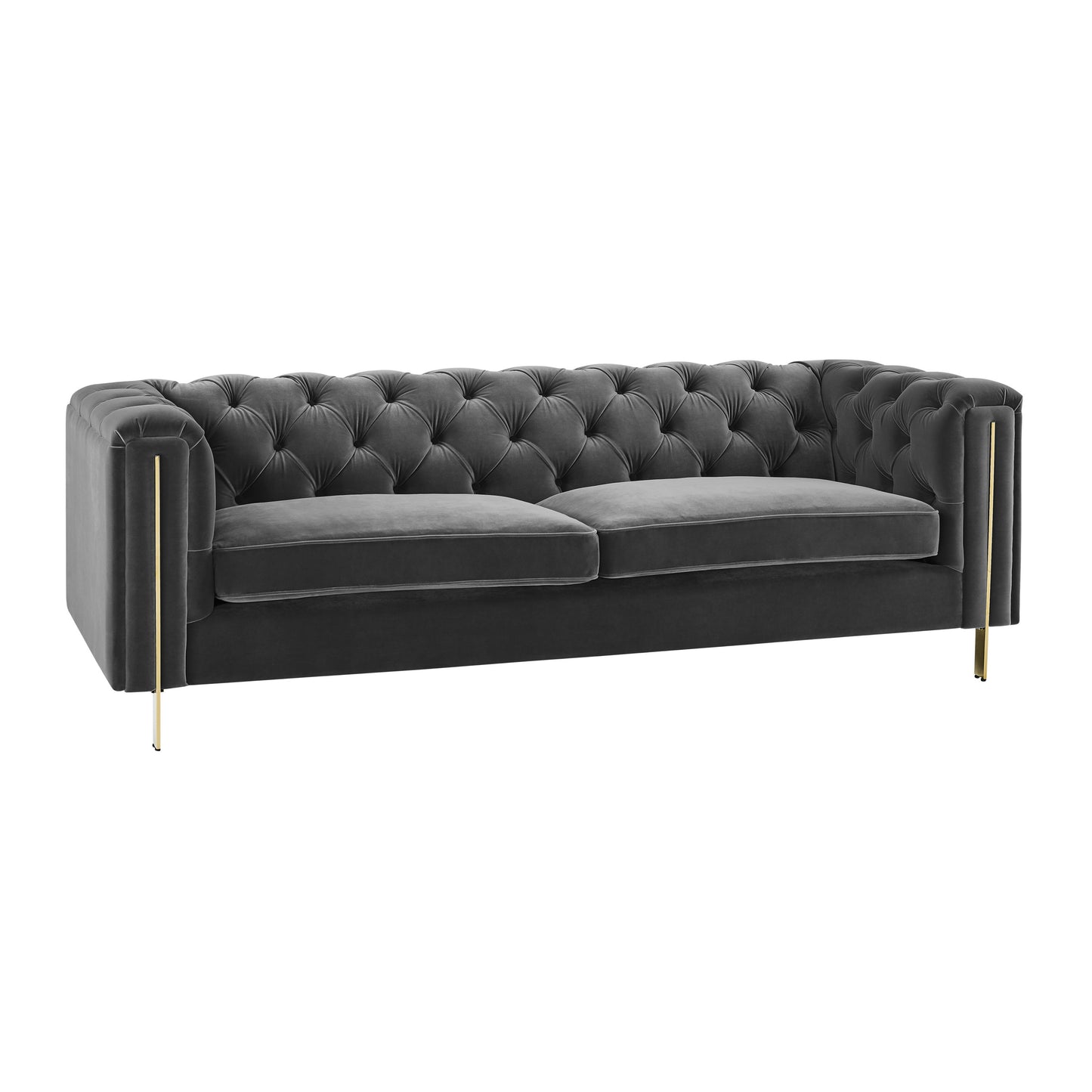 Charlene - Velvet Button Tufted Sofa - Gray