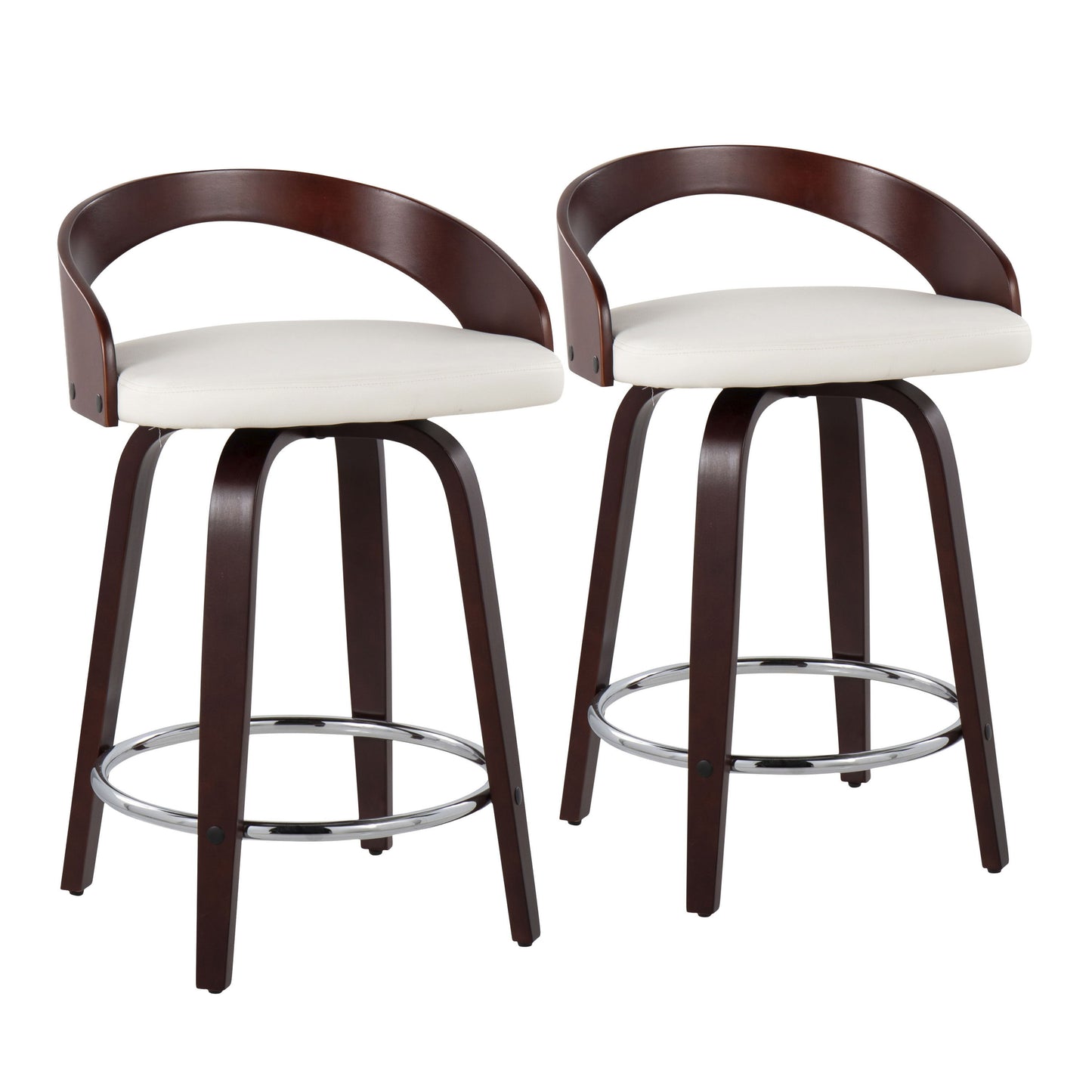 Grotto - Contemporary Fixed Height Counter Stool & Swivel With Round Footrest (Set of 2)