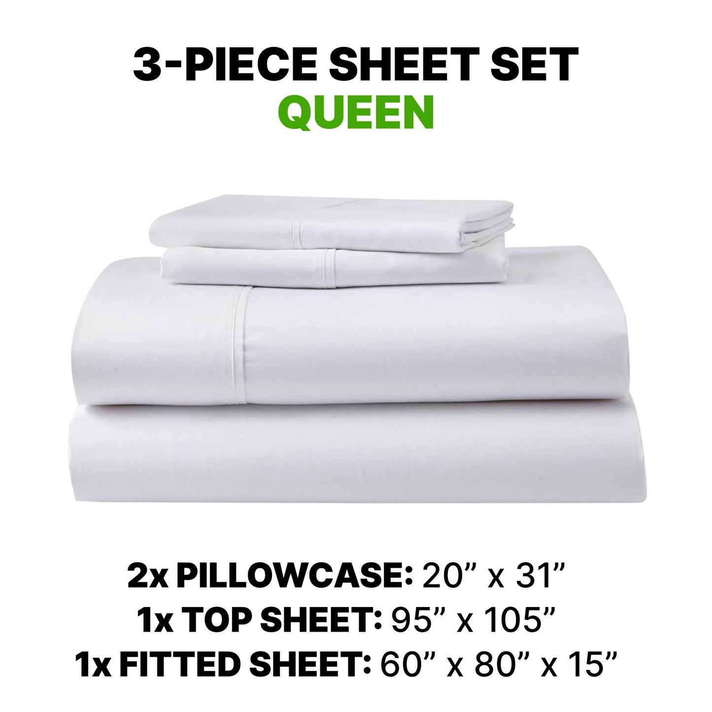 Sheet Set Luxurious Supima Cotton, Wrinkle Resistant, Breathable, With 2 Ghostgrip Band
