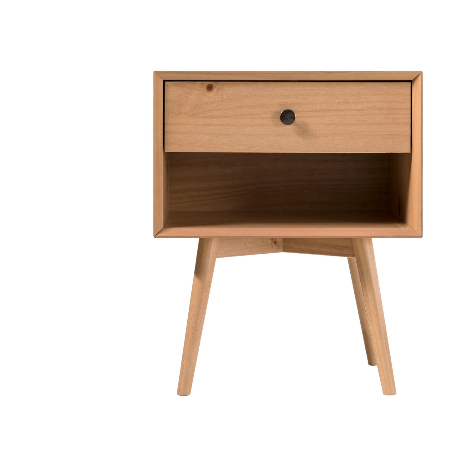 Mid-Century Modern Single Drawer Solid Wood Nightstand