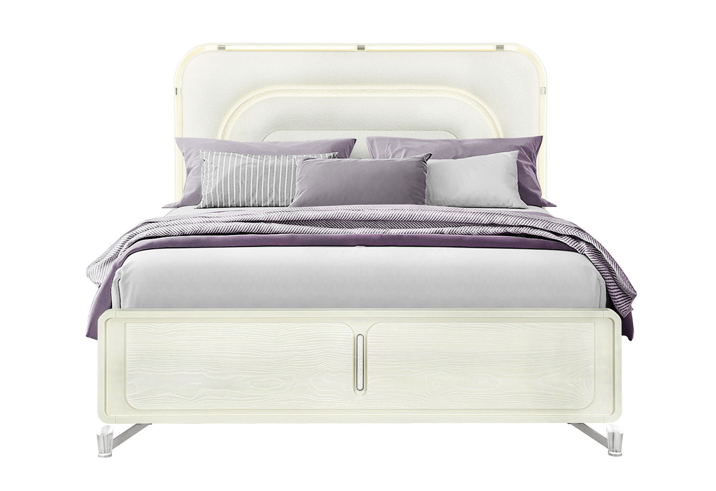 Lyra - King Bed Footboard And Full Slats - Beige