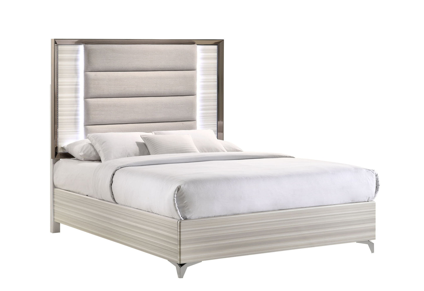 Zambrano - Queen Bed Headboard With LED - Light Gray / White