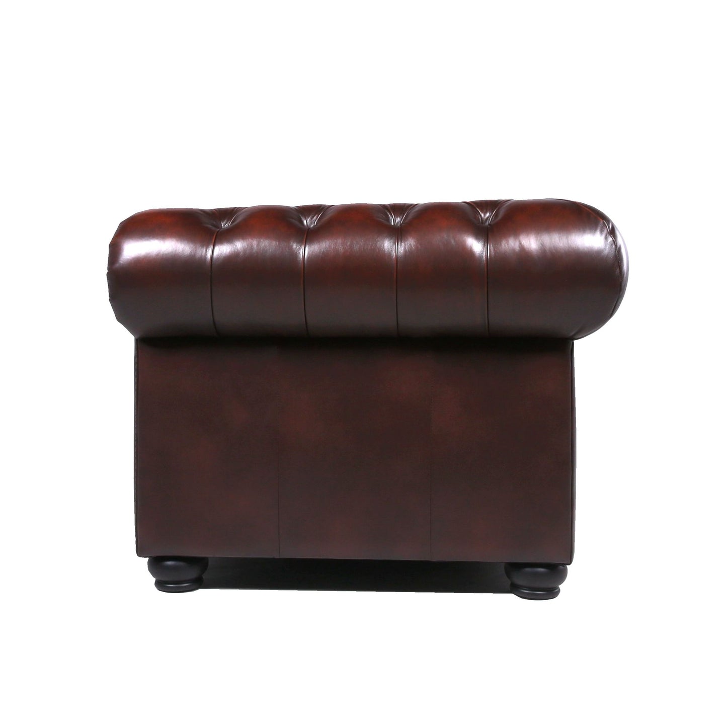 Traditional Tufted Leather Chesterfield Nailhead Sofa - Brown