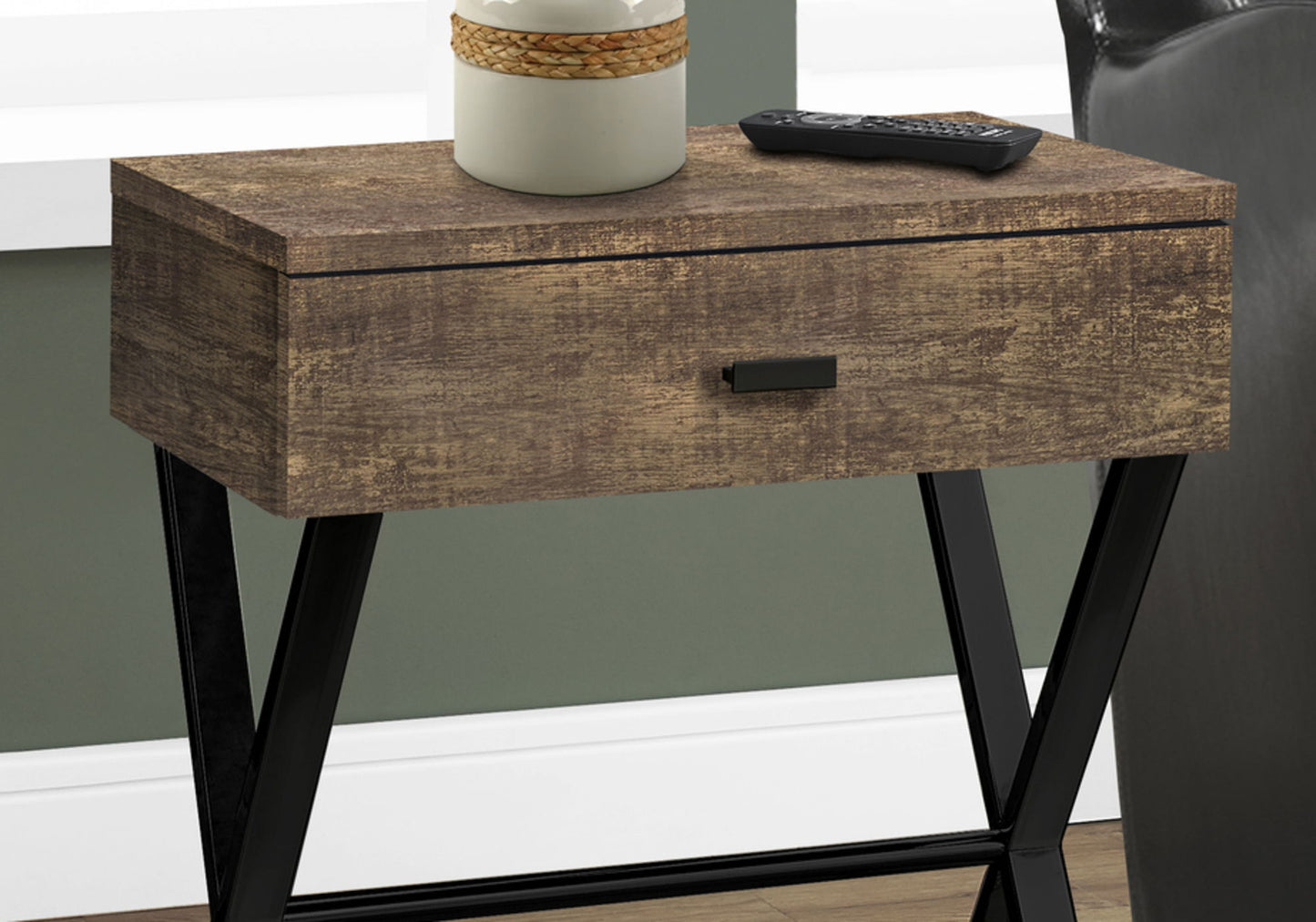 Accent Side X Table, Storage Drawer, Contemporary & Modern