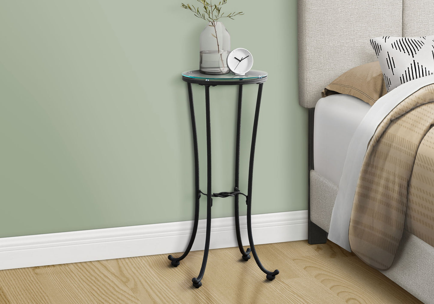 Accent Side Table, Plant Stand, Round, Contemporary & Modern - Black