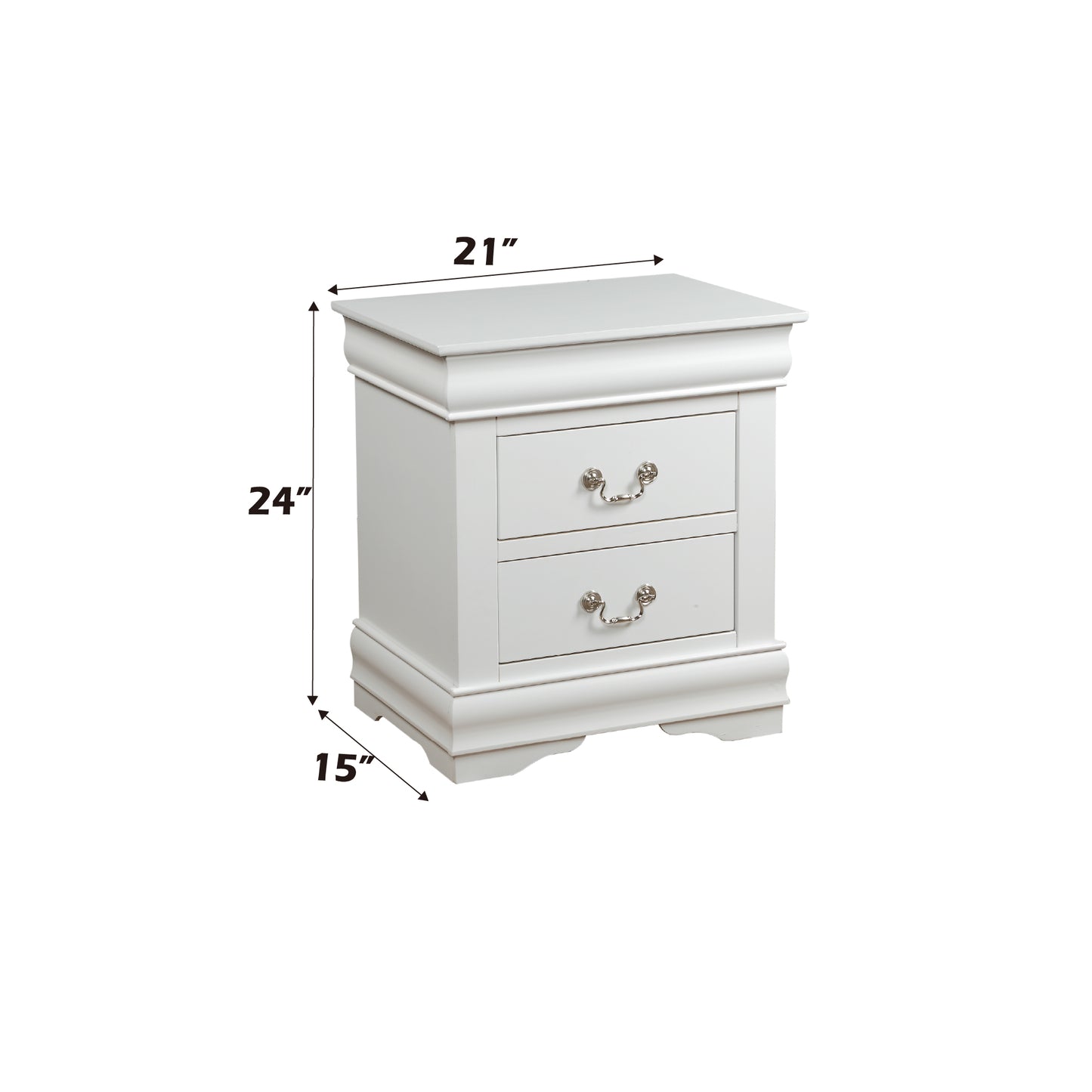 Louis Philippe White Finish 4 PCS Bedroom Set (E. King)