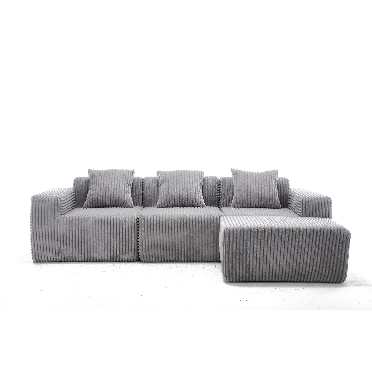 L - Shape Modern Minimalist Modular Sectional Sofa, Upholstered Cloud Couch With Deep Seats
