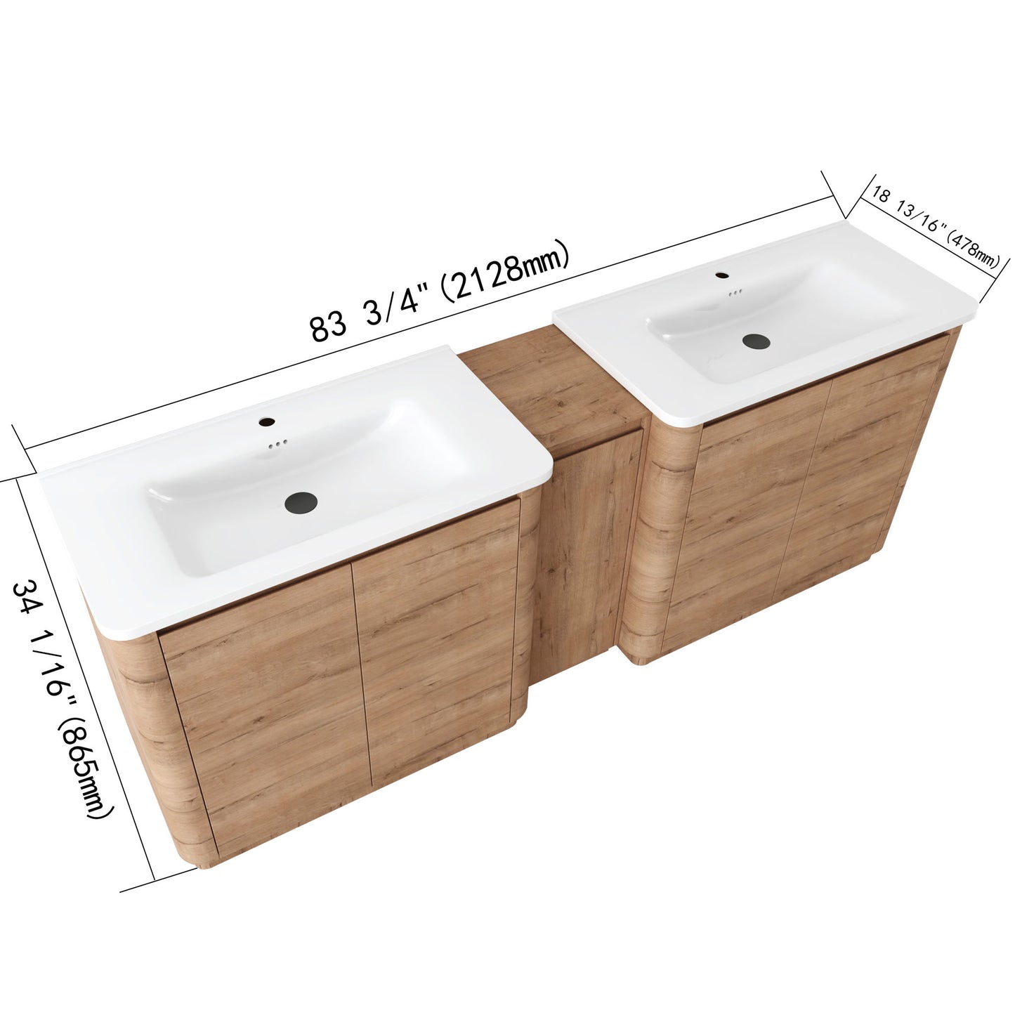Soft Close Door Freestanding Bathroom Vanity With Sink, 1 Small Storage Cabinet