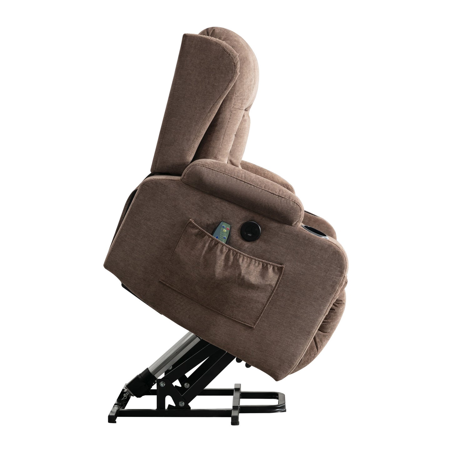 Power Lift Recliner Chair Recliners for Elderly with Heat and Massage Recliner Chair for Living Room with Infinite Position and Side Pocket,USB Charge Port(BROWN)