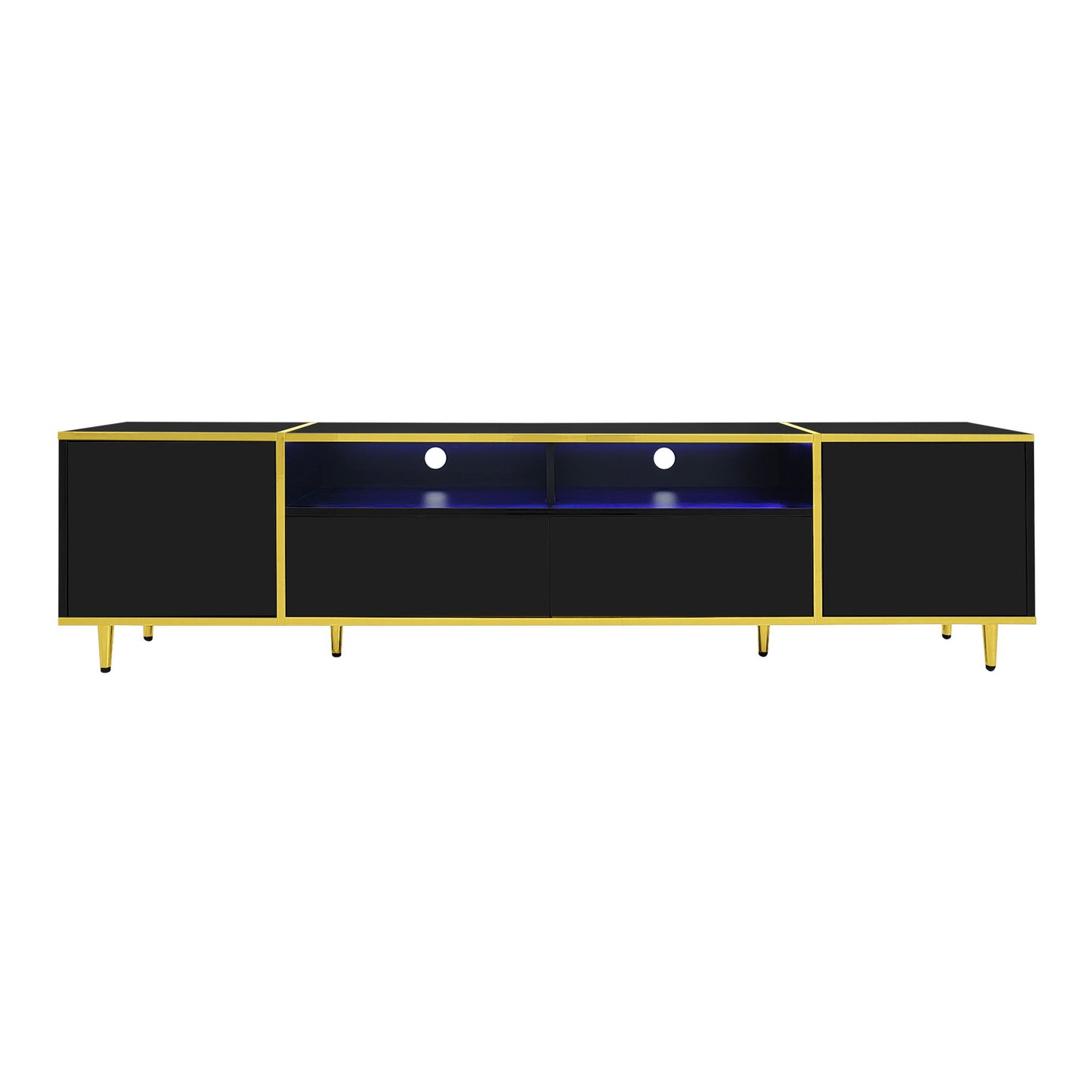 TV Stand For TVs Up To 80", Entertainment Center With 2 Shelves And LED Lights