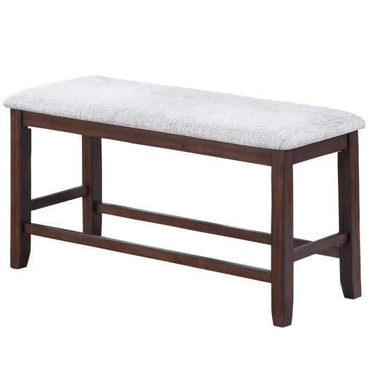 Cushion Padded Seat Counter Height Dining Bench - Walnut