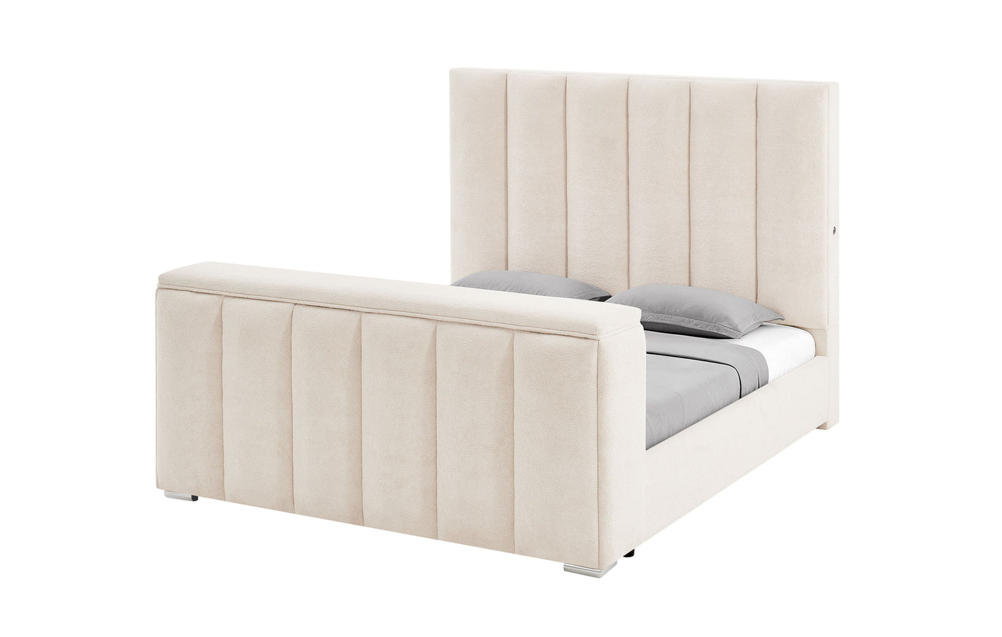 Serenity - King Bed Headboard With Global Surround Speaker System - Cream / Beige