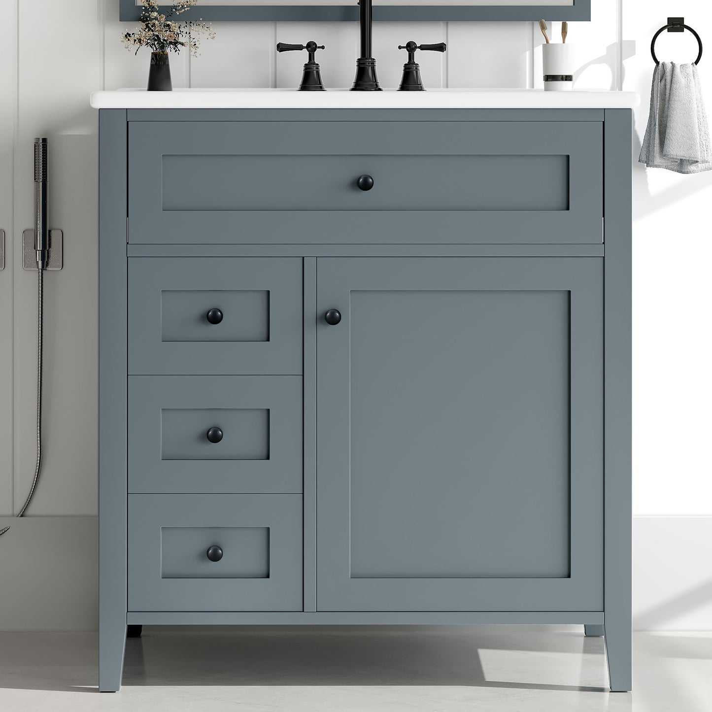 Modern Bathroom Vanity With Sink, 3 Drawers And Adjustable Shelf