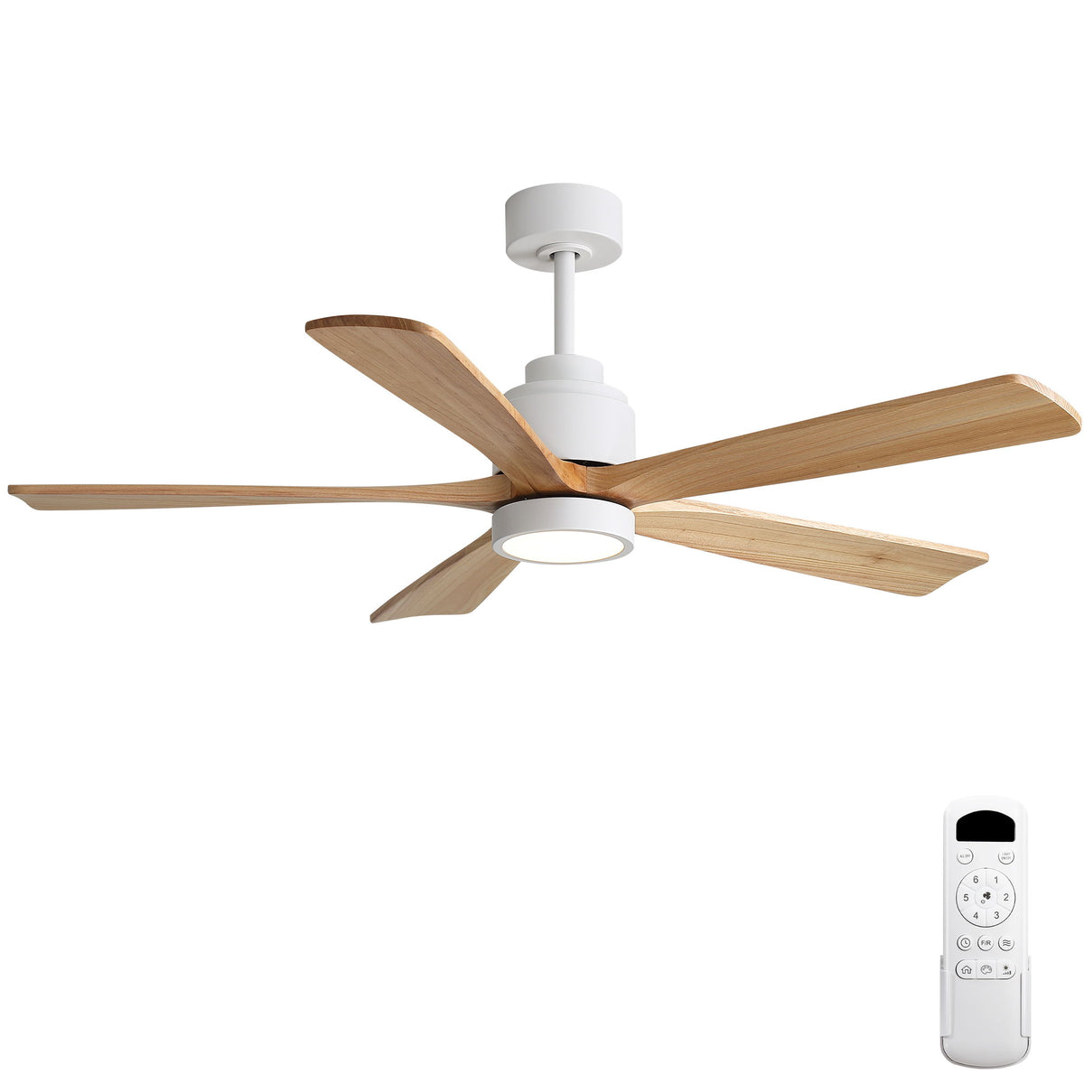 52" Ceiling Fan With Remote Control, Dimmable 3 Color Temperature LED Light, Quiet Reversible DC Motor
