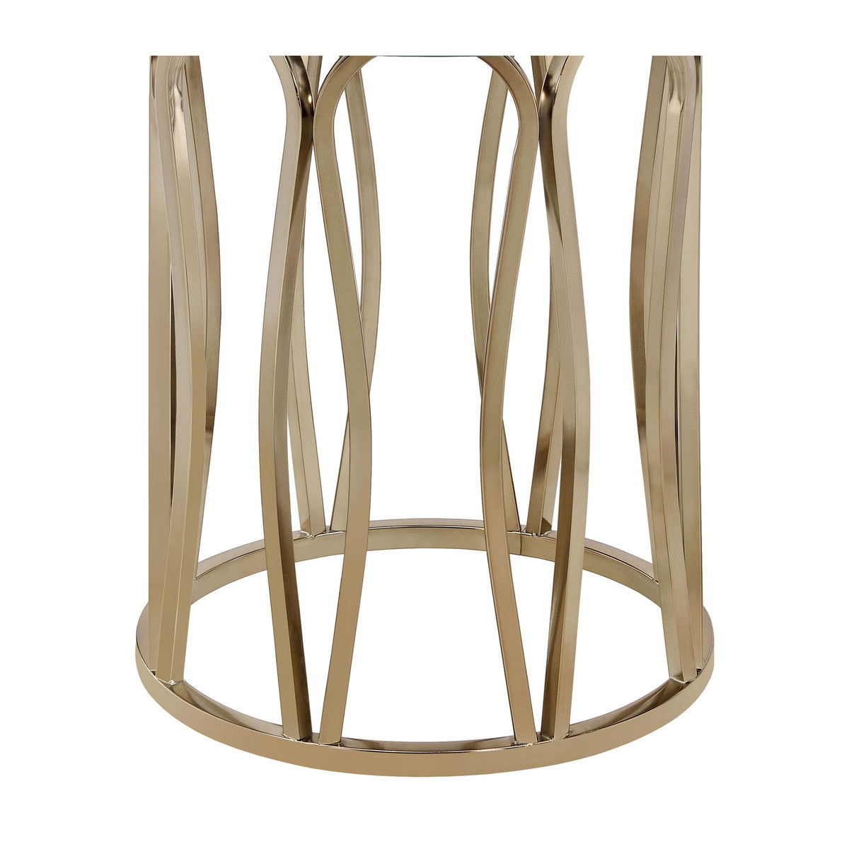 Round Glass Top Table With Polished Metal Base