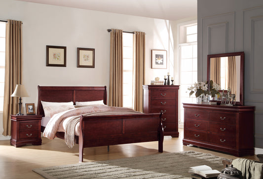 Louis Philippe Cherry Finish 2PCS Bedroom Set (Twin Bed)