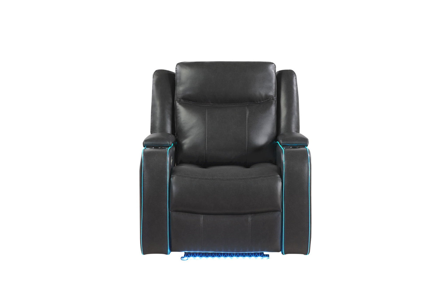 UM2768 - Recliner With Power Headrest, LED Lights, LED Welt Storage Arms, LED Cupholdersand USB A/C - Charcoal