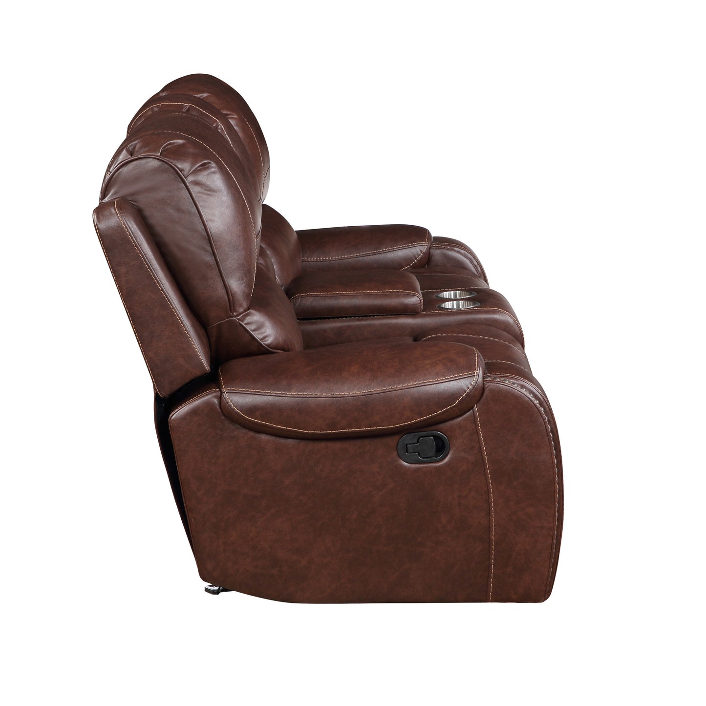 Keily - 3 Piece Manual Reclining Living Room Set In Faux Leather - Dark Brown