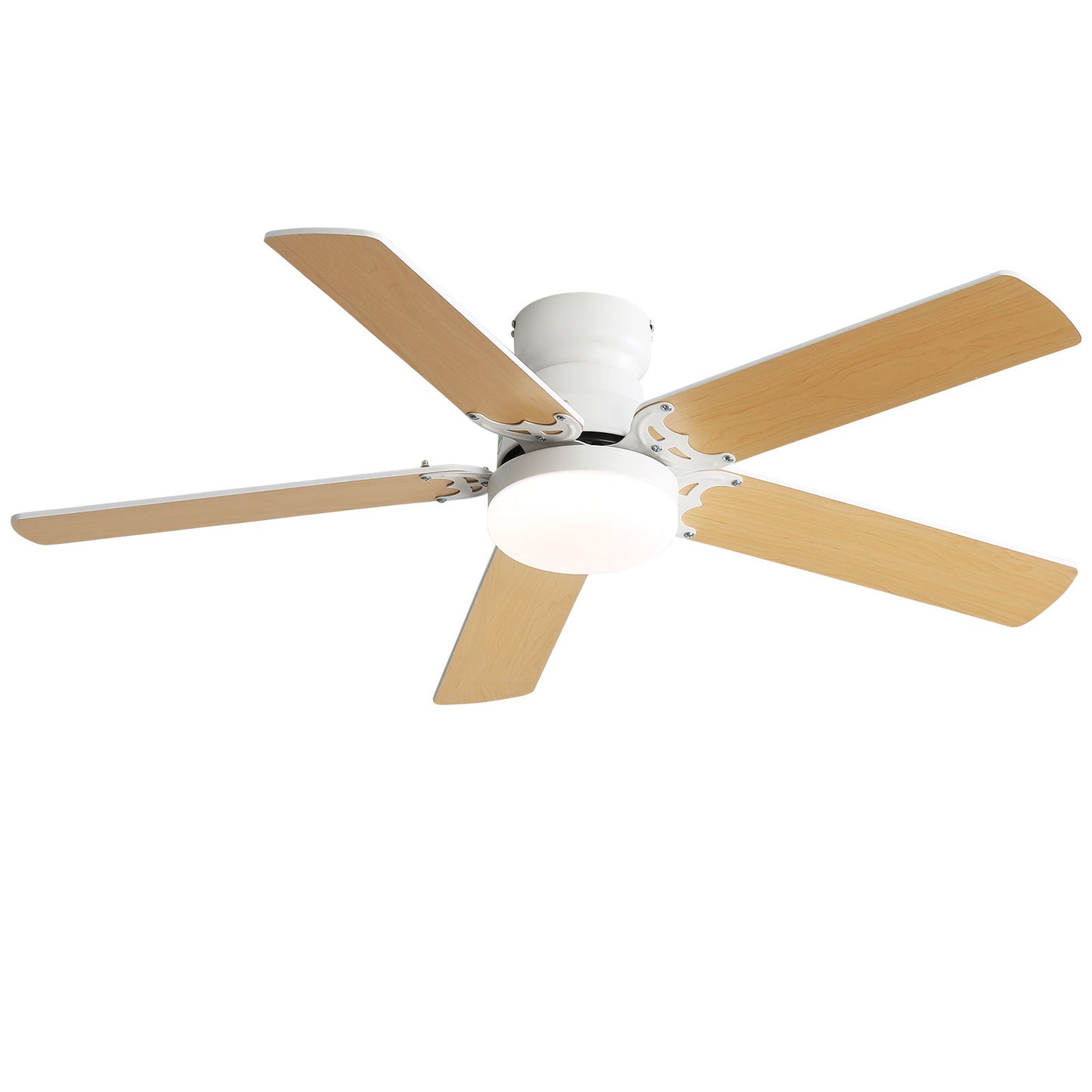 Modern Ceiling Fan With 3 Color Dimmable Light 5 Blades Remote Control Reversible Dc Motor - White