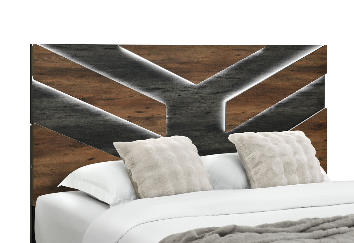 Optimus - King Bed Headboard / Footboard With LED - Black / Brown