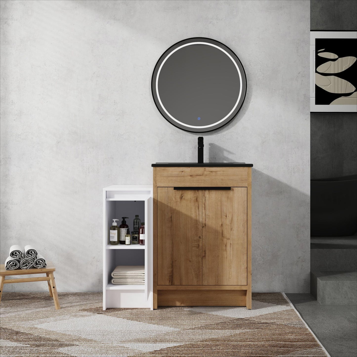 Freestanding Bathroom Vanity & Sink And Storage Cabinets, Soft Closing Doors