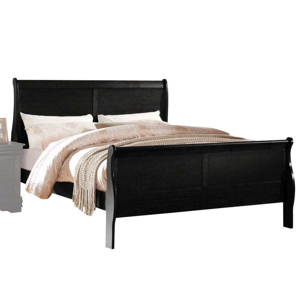 Louis Philippe Black Finish 5PCS Bedroom Set (E. King)