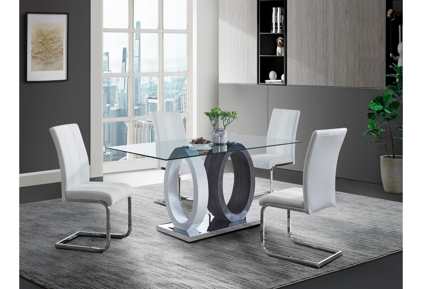D1628 - 9 Piece Dining Room Set (Dining Table And 8 Dinning Chairs) - White
