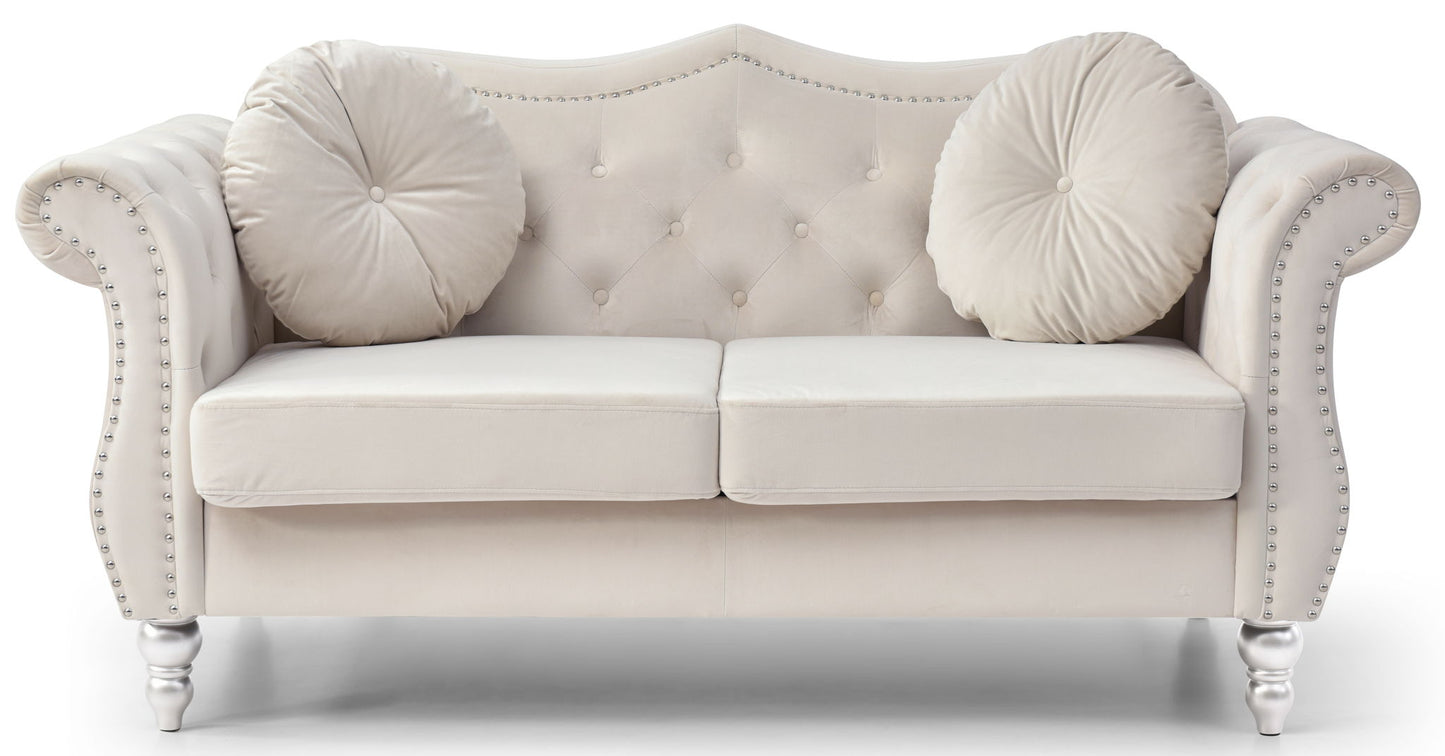 Stylish Flared Arm Loveseat