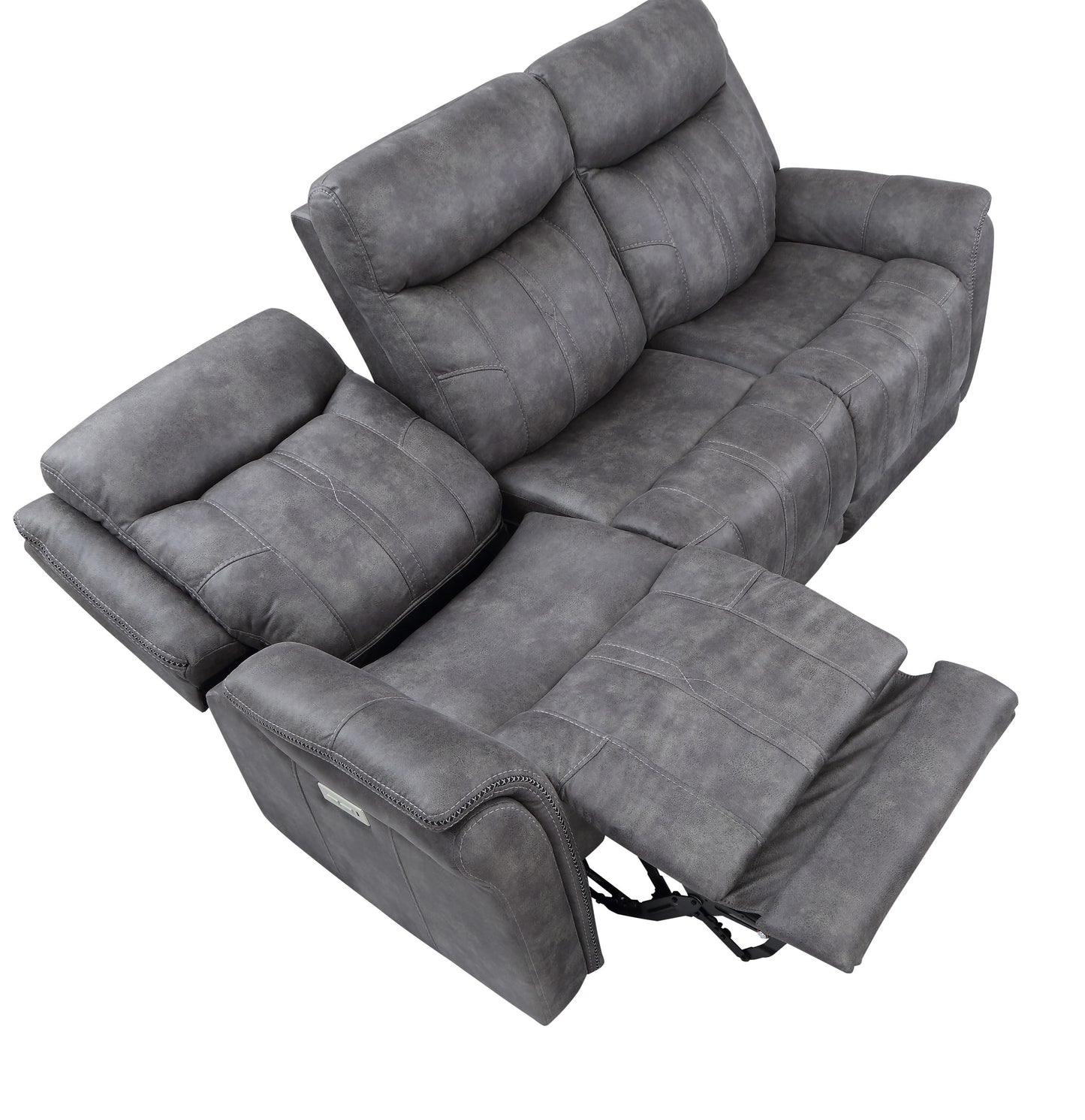 Transitional Power Reclining Sofa - Neutral Faux-Suede, Power Footrest, Power Headrest - Built to Last, USB Charging