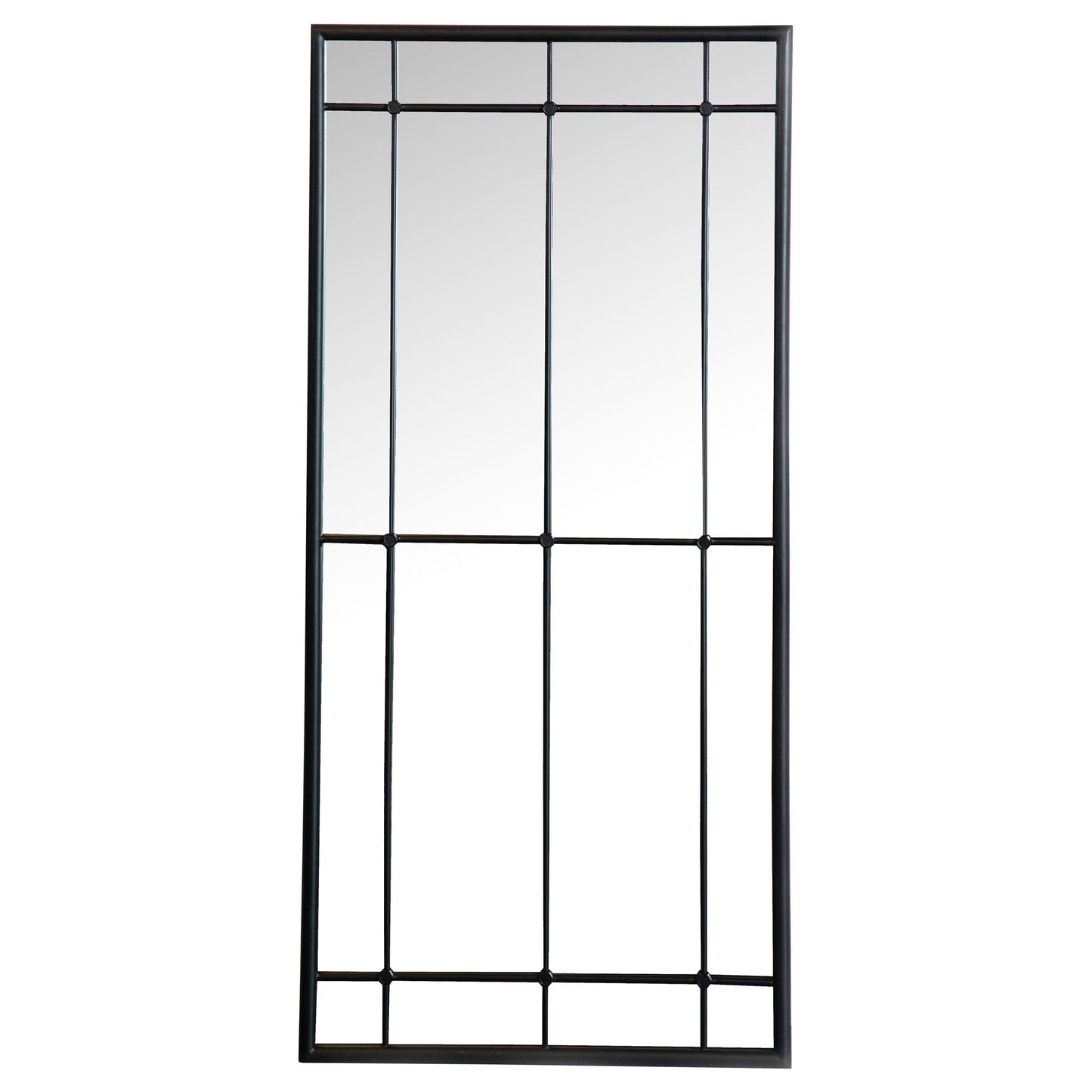 Harvik - Window Pane Wall Mirror With Linear Trim - Black