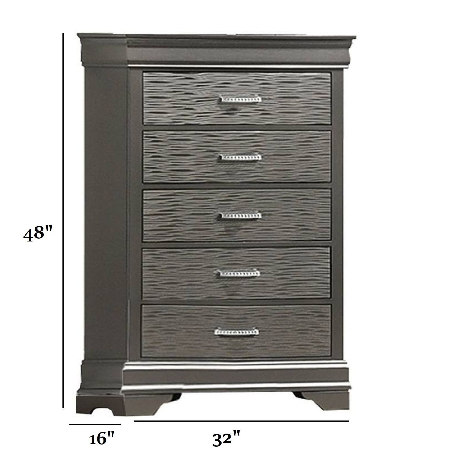 1 Piece Chest With Unique Drawers - Gray