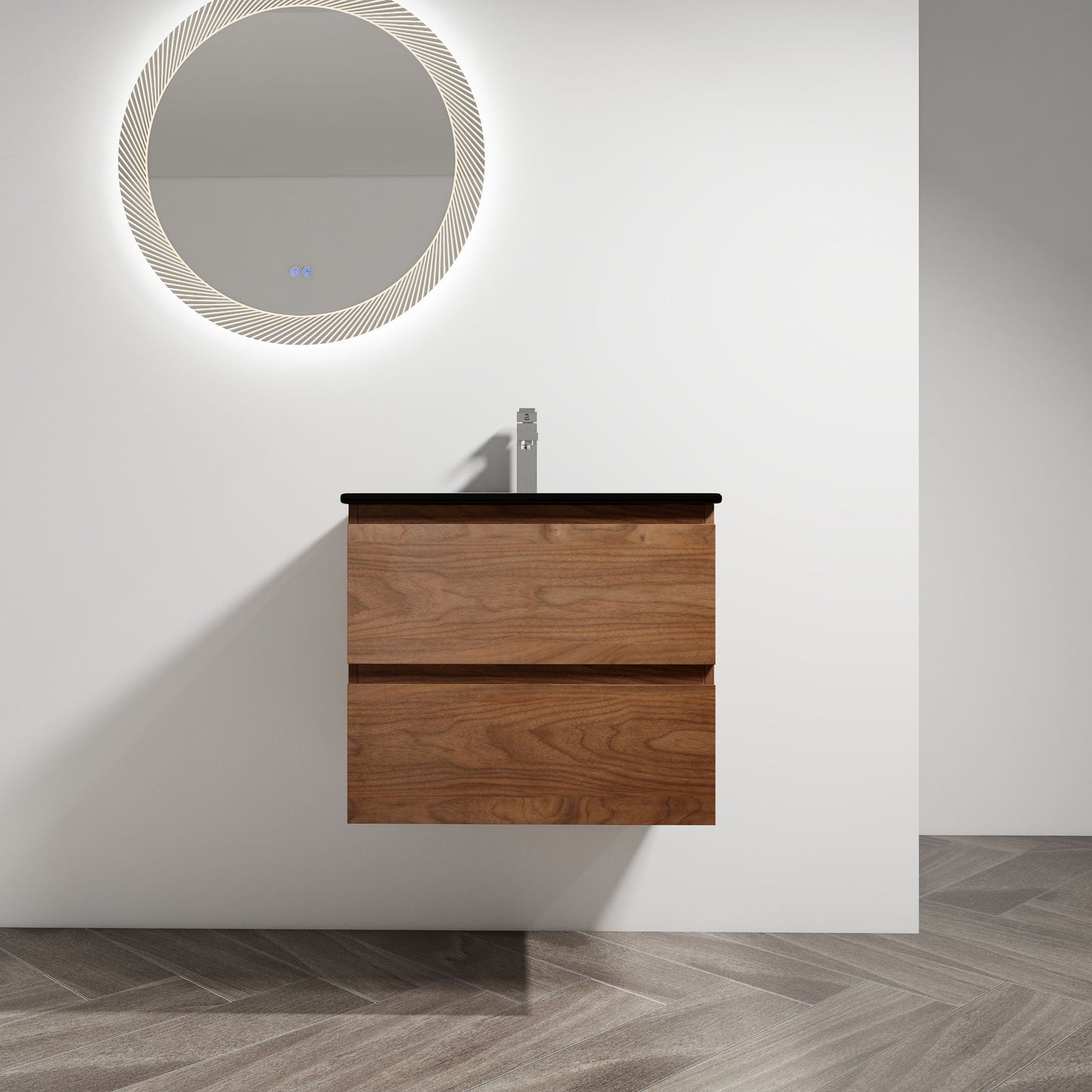 Wall Mounted Bathroom Vanity With Sink, 2 Soft Close Drawers