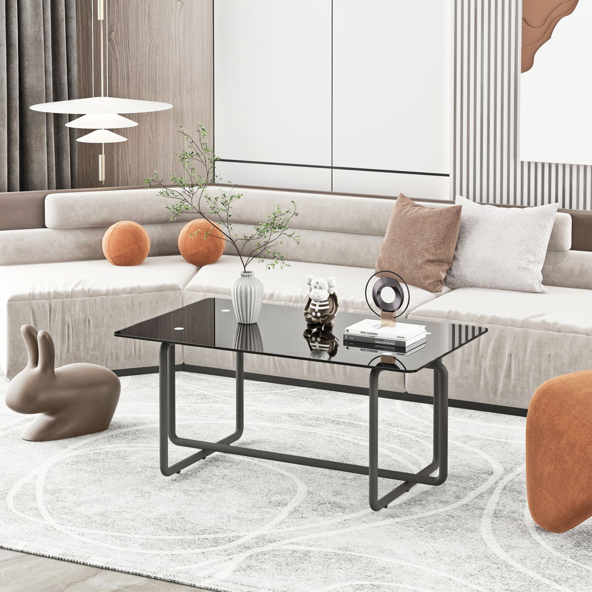 Modern Tempered Glass Tea Table Coffee Table, Table For Living Room