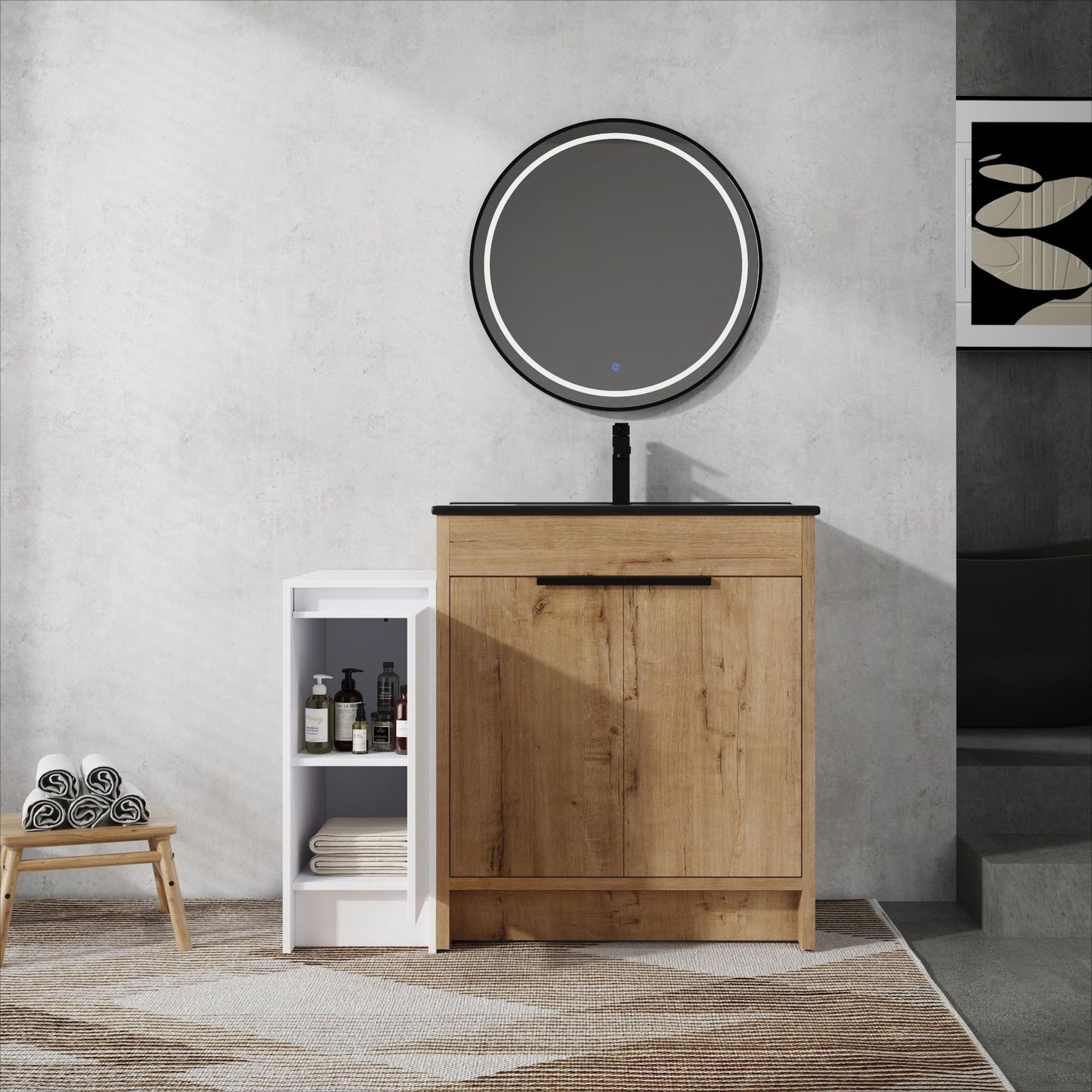Freestanding Bathroom Vanity & Sink And Storage Cabinets, Soft Closing Doors