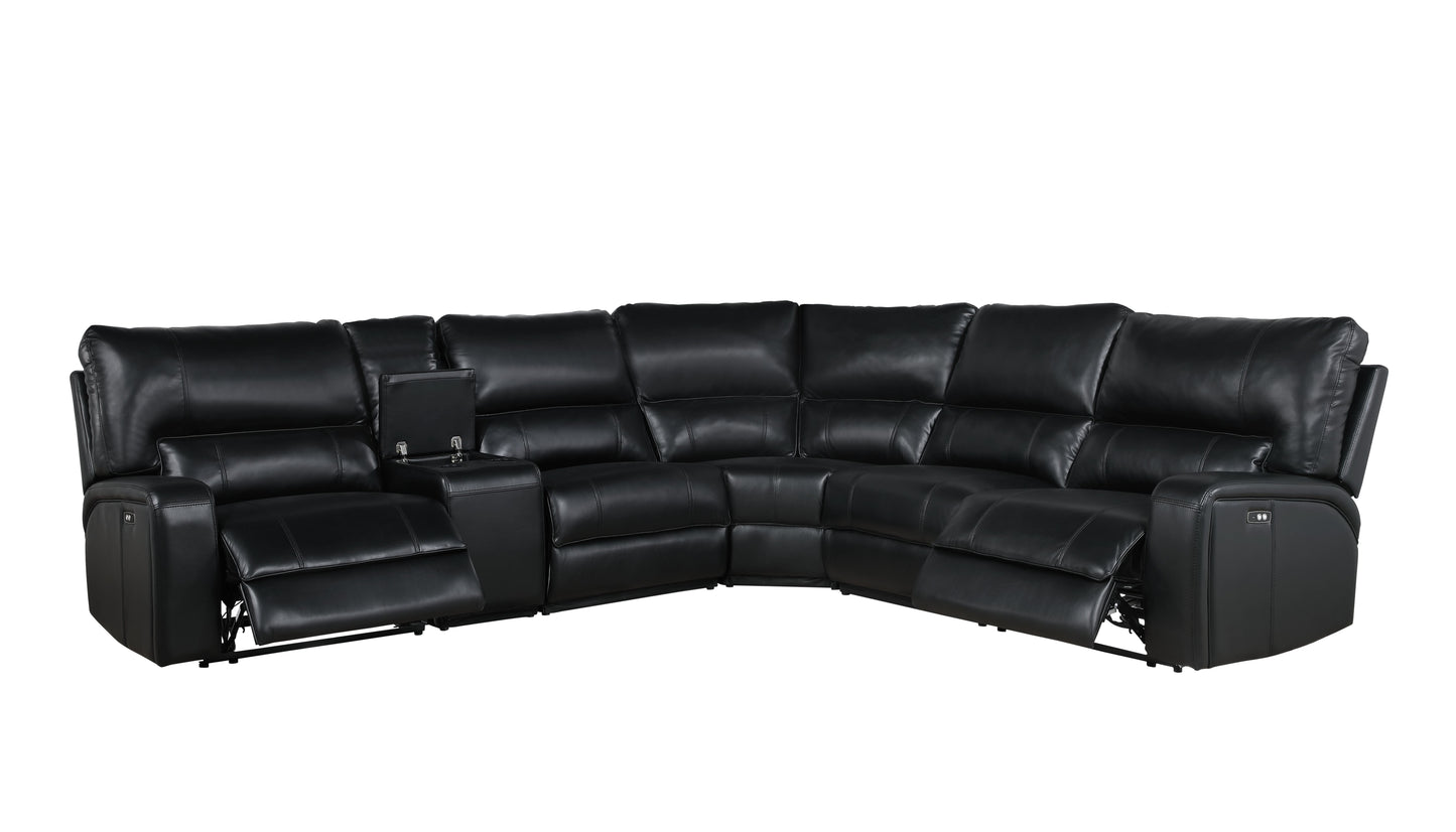 Saul - Power Recliner Sectional Sofa With USB Port Cupholder Console