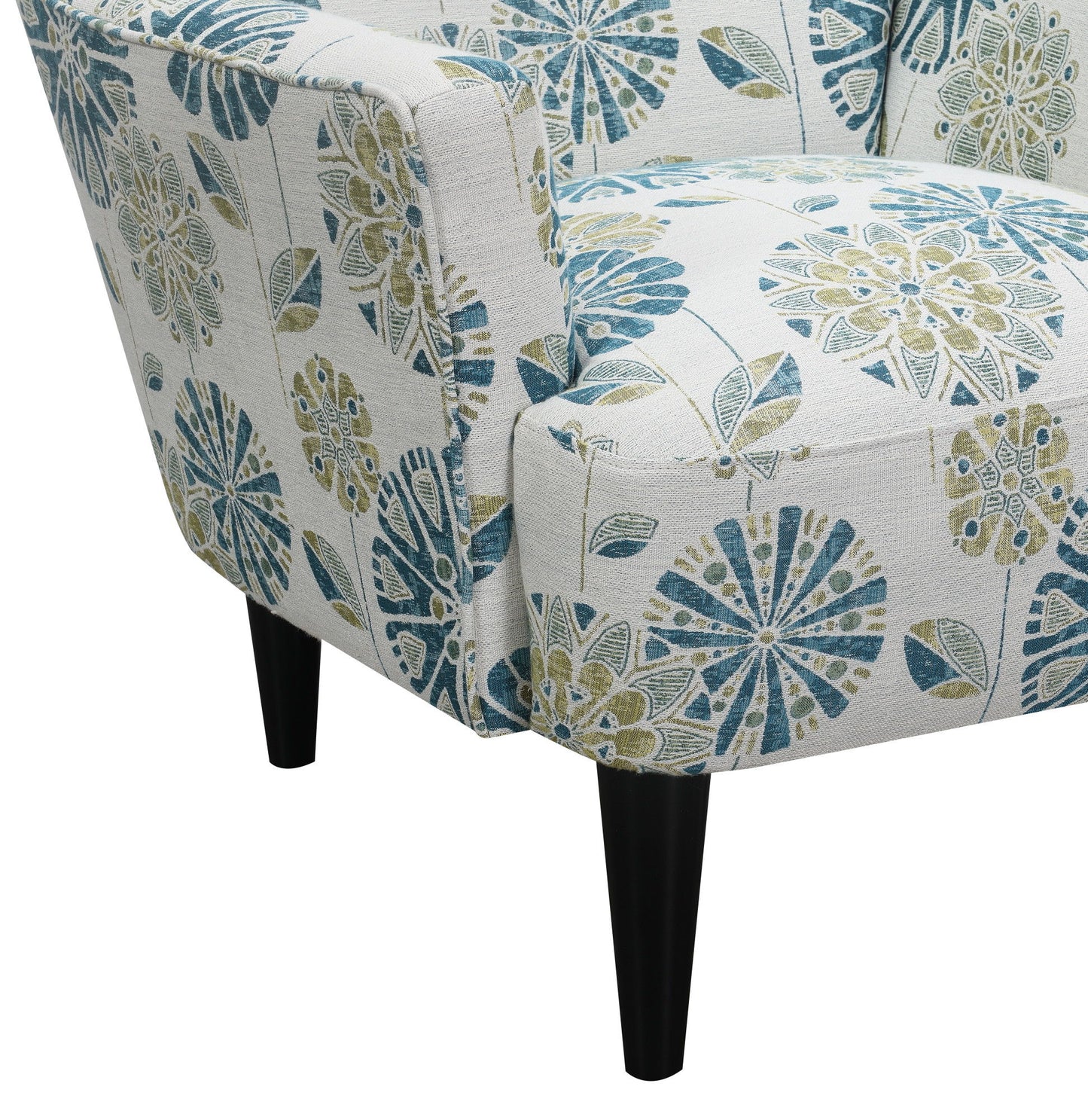 Flora - Floral Accent Chair - Blue