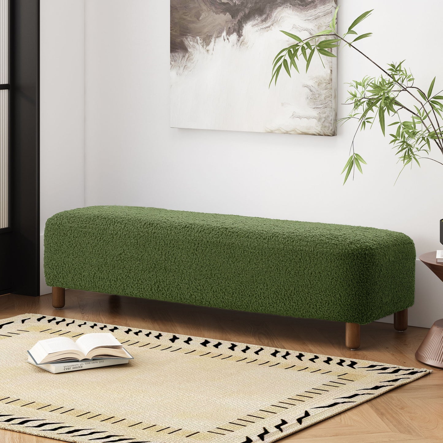 Contemporary Ottoman With Foam Cushion And Durable Upholstery