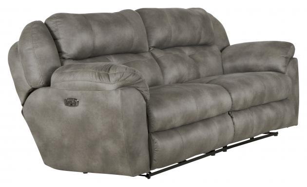 Catnapper Ferrington Power Headrest w/Lumbar Power Lay Flat Reclining Sofa in Steel