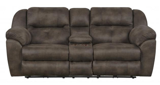 Catnapper Ferrington Power Headrest w/Lumbar Power Lay Flat Reclining Console Loveseat w/Storage & Cupholders in Dusk