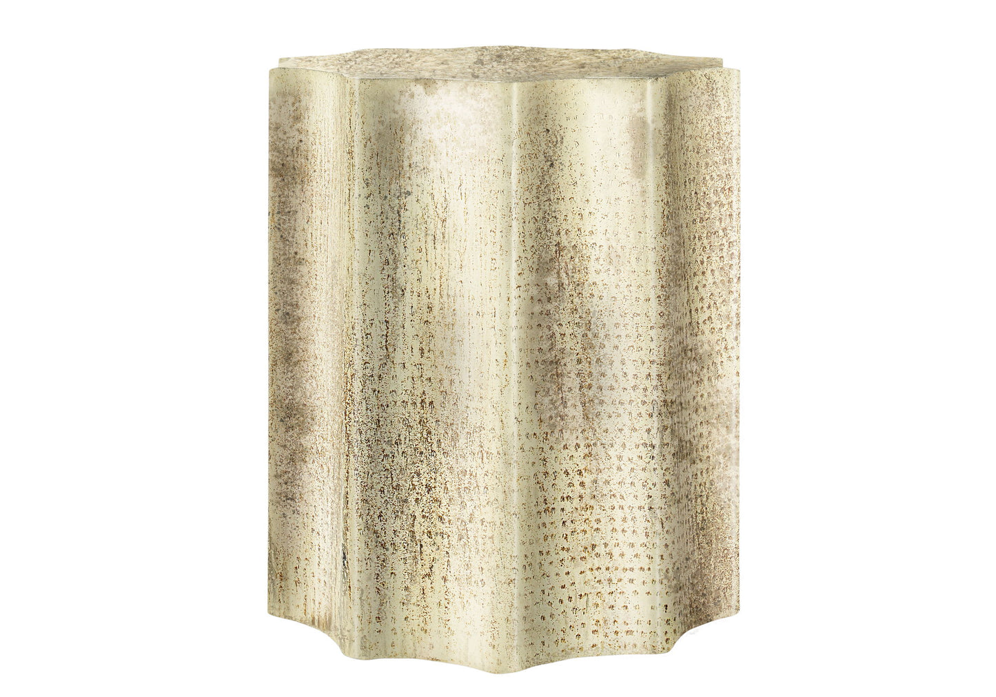 Drum Accent Side Table, Stylish Scalloped Design